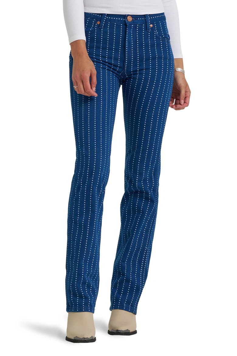 Wrancher Star Pinstripe Mid Rise Bootcut Jeans, Main, color, PIN STAR