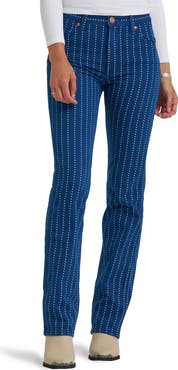 Wrangler Wrancher Star Pinstripe Mid Rise Bootcut Jeans