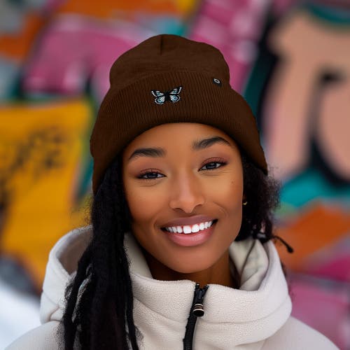 Dalix Butterfly Beanie In Brown