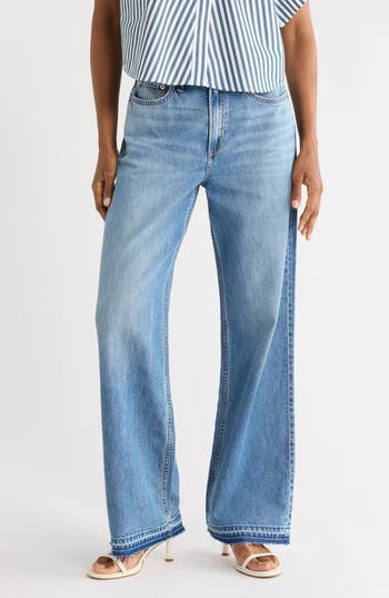rag & bone Featherweight Logan Release Hem Wide Leg Jeans in Orian at Nordstrom Rack, Size 23