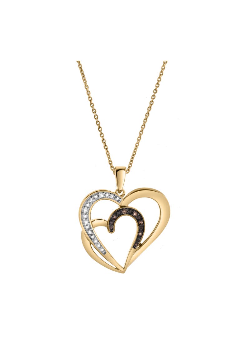 Marielle Sterling Silver 0.05 Ct Diamond Heart Pendant, Main, color, Yellow Rhodium Sterling Silver