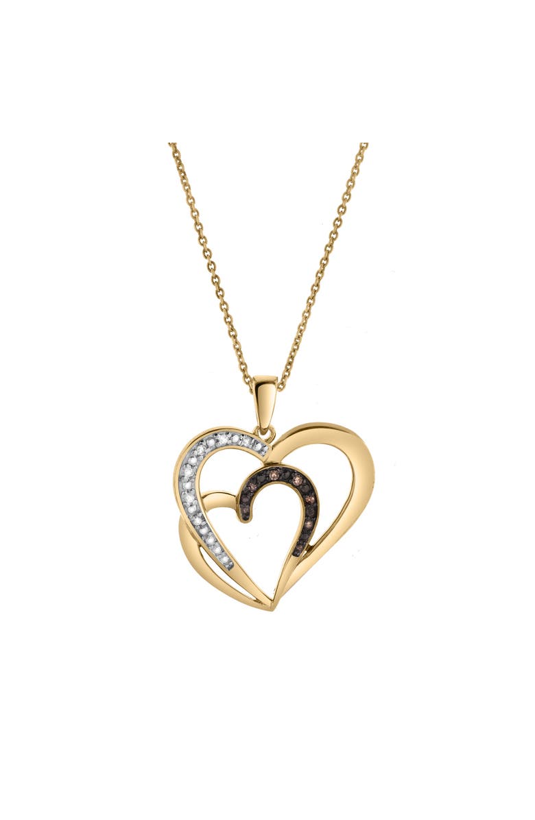 LuvMyJewelry Marielle Sterling Silver 0.05 Ct Diamond Heart Pendant, Main, color, Yellow Rhodium Sterling Silver