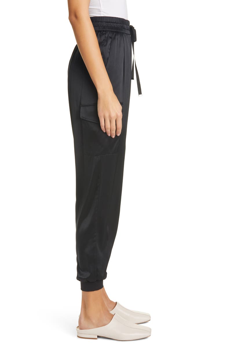 CAMI NYC Elsie Stretch Silk Joggers, Alternate, color, Black
