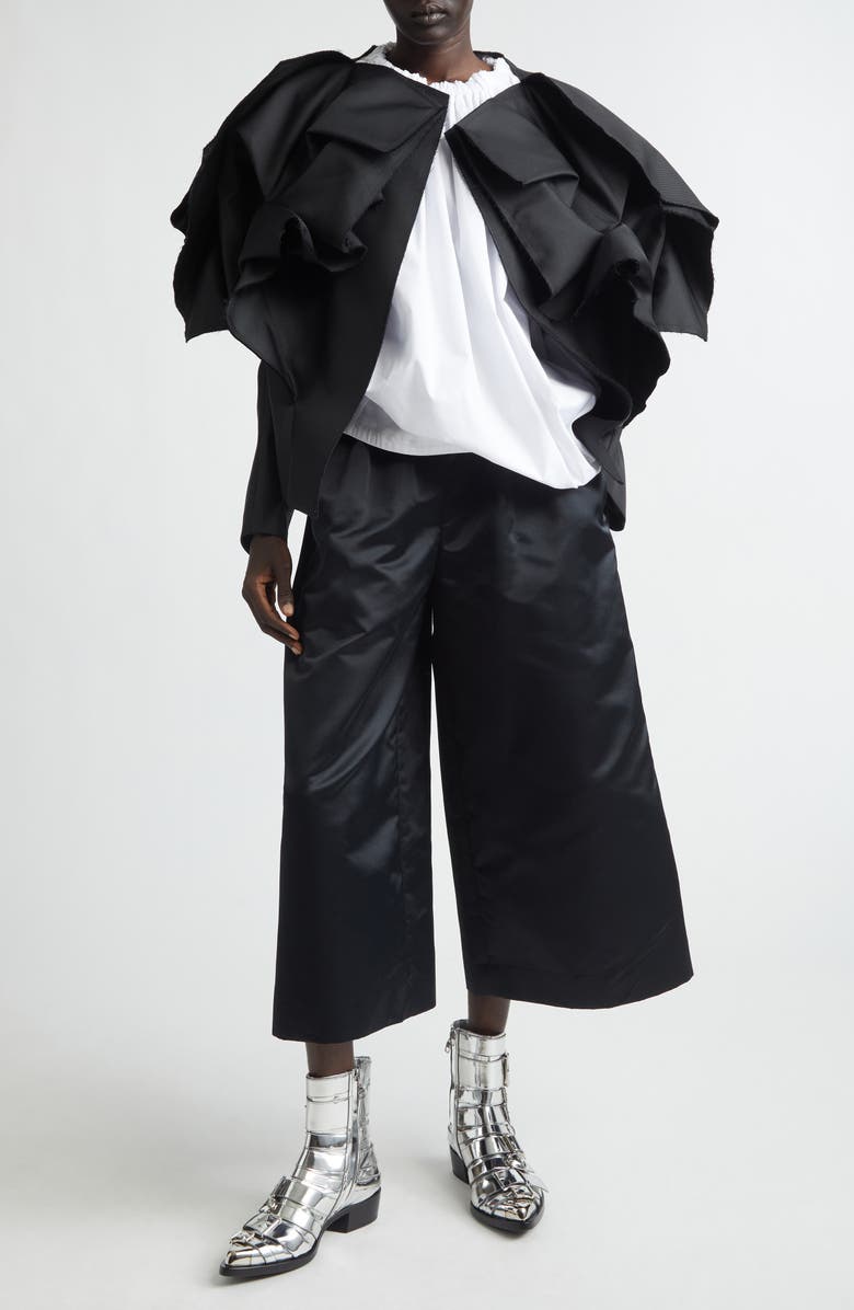 Comme des Garçons Open Front Gabardine Jacket, Alternate, color, Black