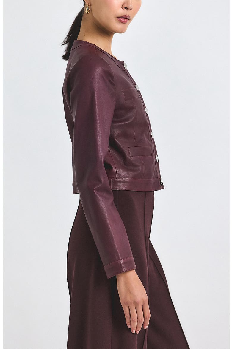 Penny Crop Stretch Leather Jacket, Alternate, color, BLACK CHERRY