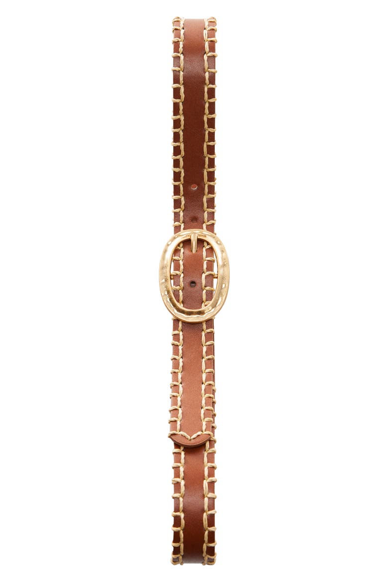 Whipstitched Belt, Alternate, color, BROWN