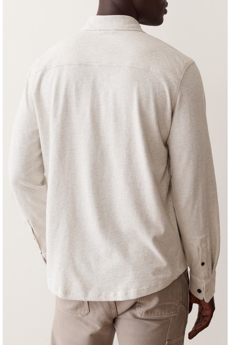 Luxe Jersey Organic Cotton Button-Up Shirt, Alternate, color, OATMEAL HEATHER