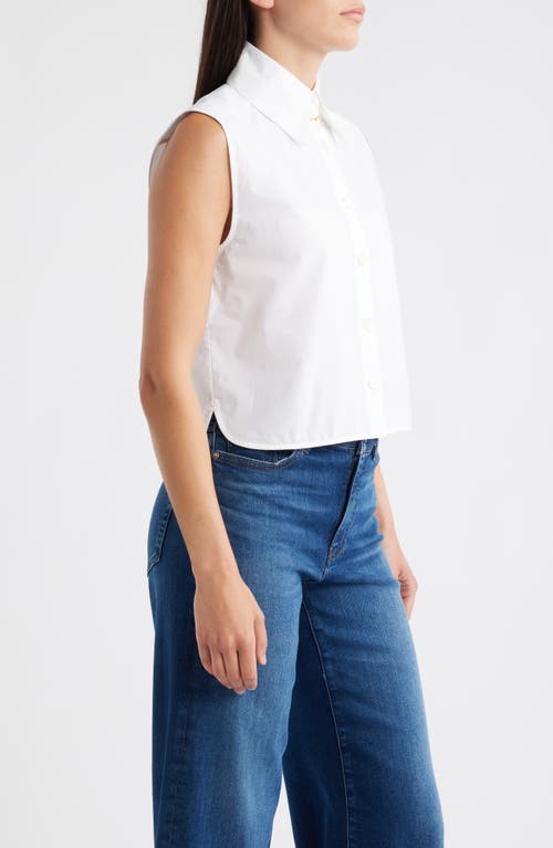 Frame The Prep Embellished Sleeveless Button-up Shirt In White
