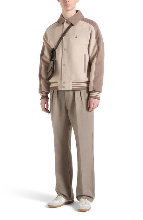 Andre Contrast Wool Blend Varsity Jacket