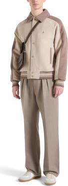 Manière De Voir Andre Contrast Wool Blend Varsity Jacket