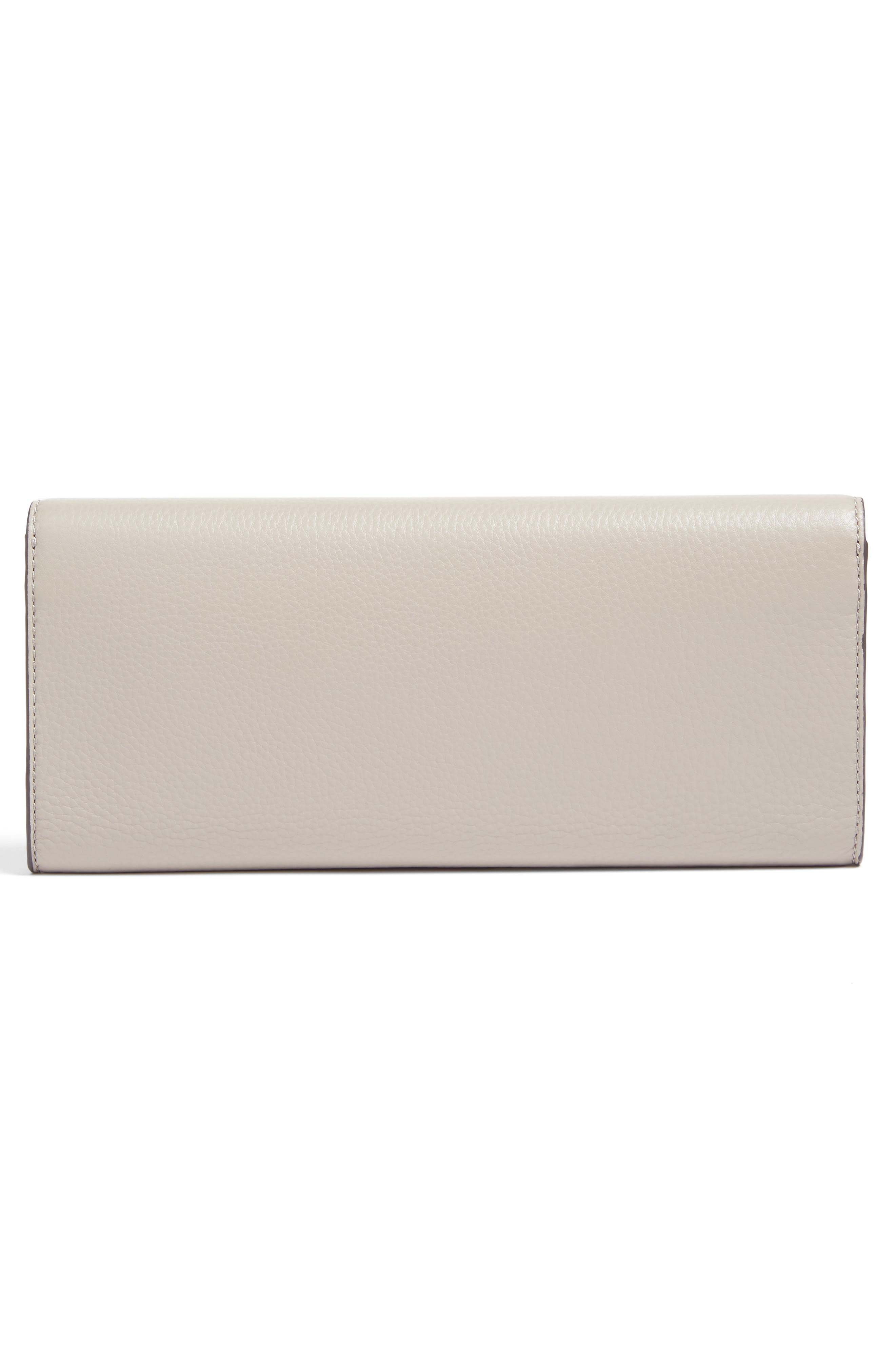 Serif Leather Clutch, Alternate, color, FRENCH GRAY
