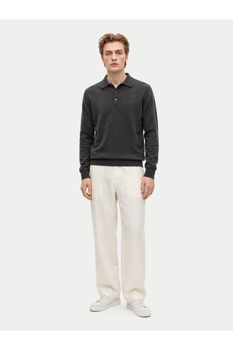 Cashmere Classic Polo Sweater, Alternate, color, charcoal