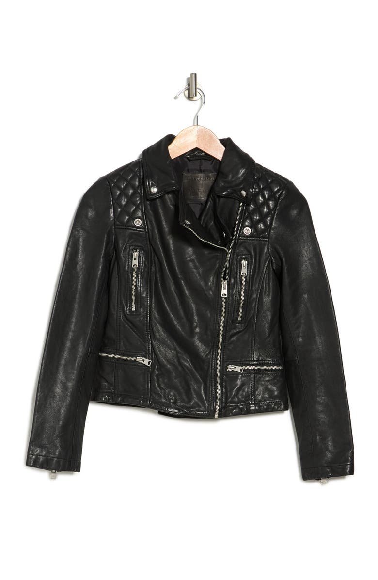 AllSaints Catch Crop Biker Jacket, Alternate, color,