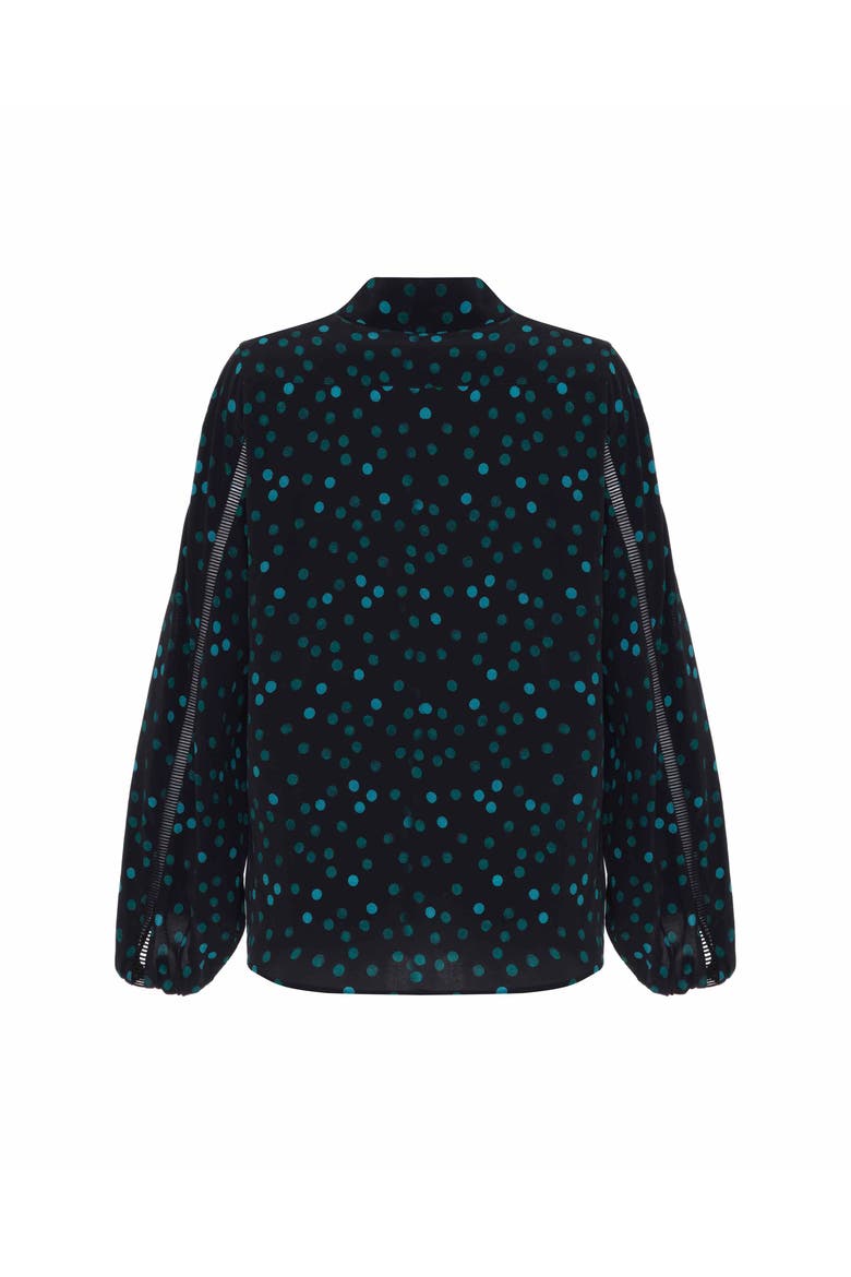 Nike Ruffle Bouffant Sleeve Blouse, Alternate, color, Teal Polka Dot