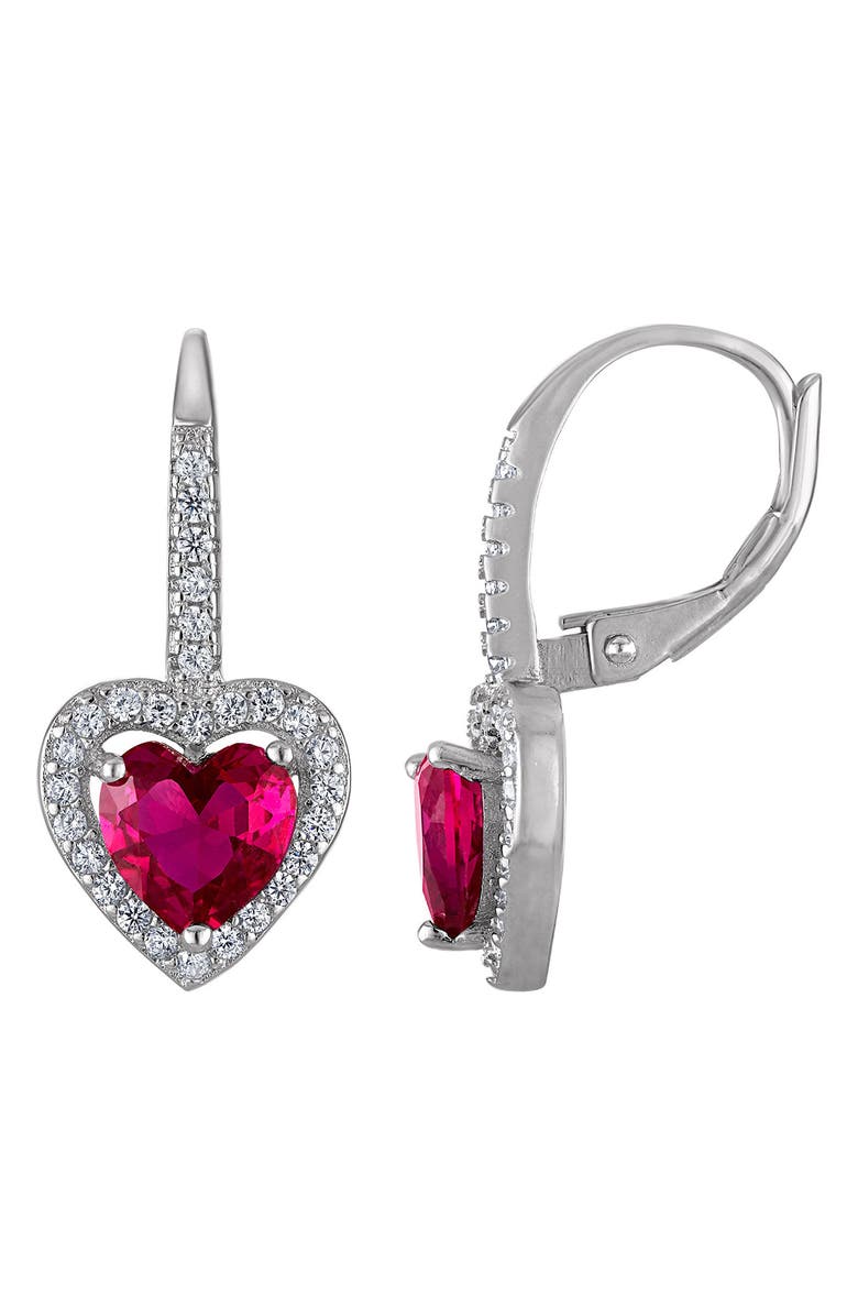 FZN Lab Created Ruby Heart Drop Earrings, Main, color, Ruby Red/Pink
