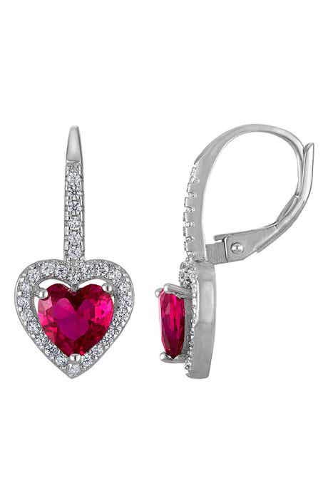 FZN Lab Created Ruby Heart Drop Earrings