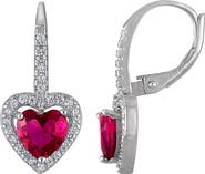 FZN Lab Created Ruby Heart Drop Earrings