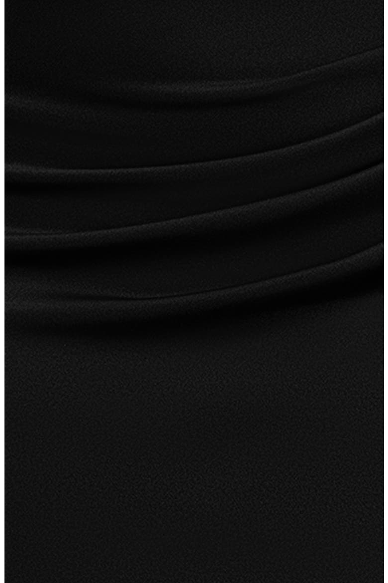 Side Ruffle Long Sleeve Scuba Knit Gown, Alternate, color, BLACK