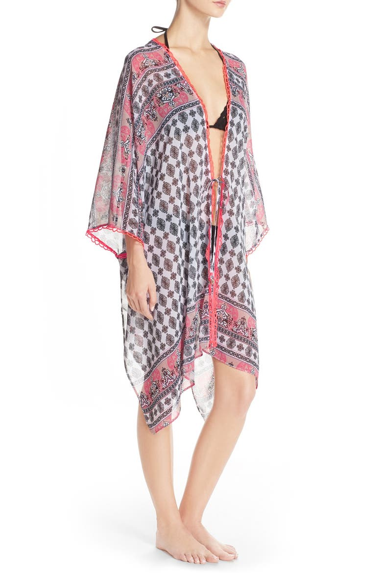 'Belly Dancer' Kimono Cover-Up, Alternate, color, MULTI WHITE