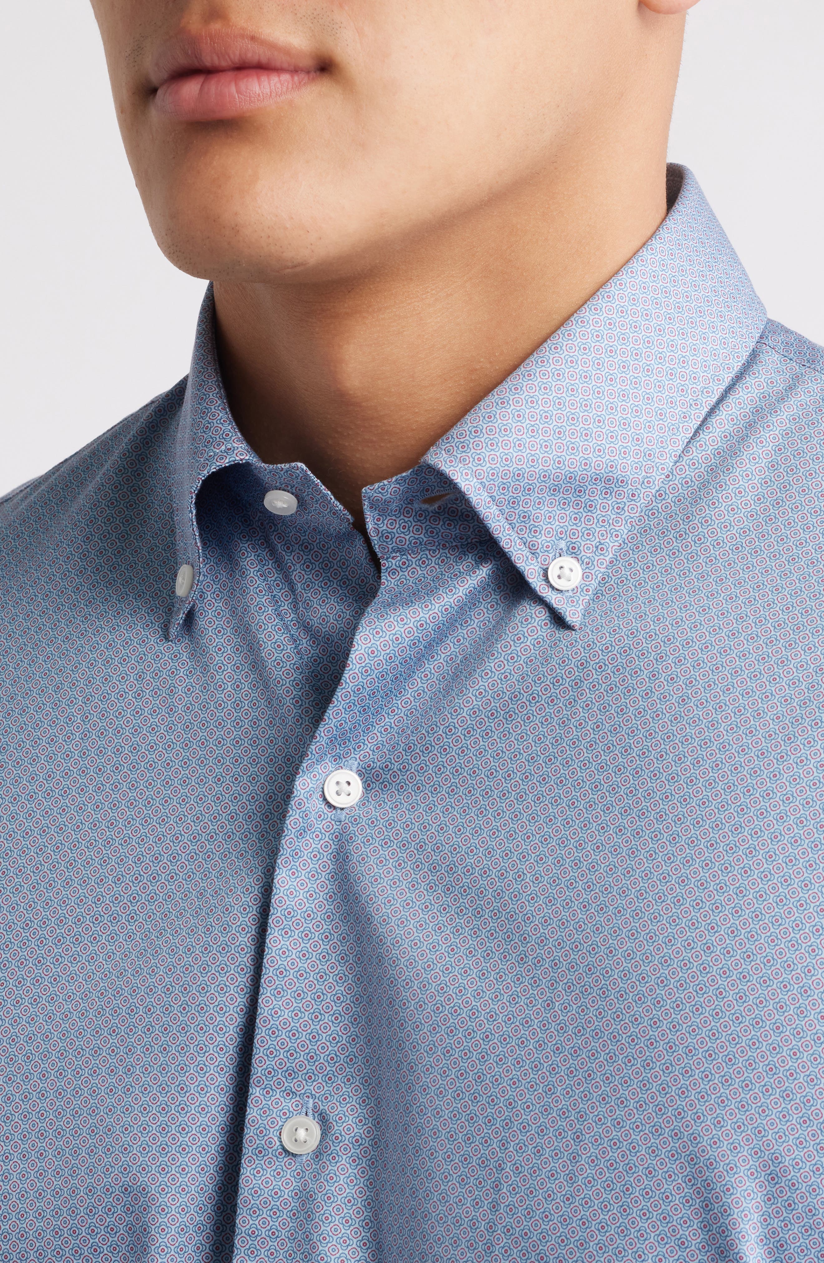Keith Geometric Print Short Sleeve Button-Down Shirt - image 2