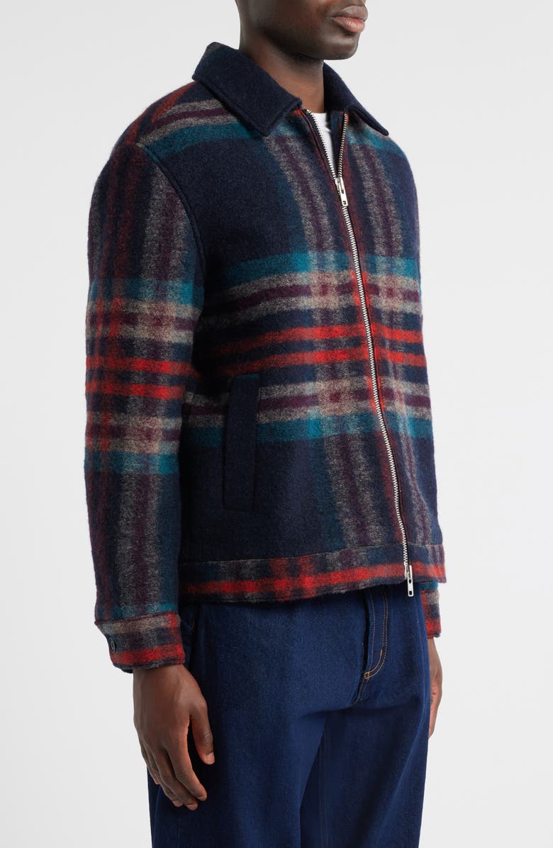 Wax London Heath Wool Blend Bomber Jacket, Alternate, color, Navy / Multi