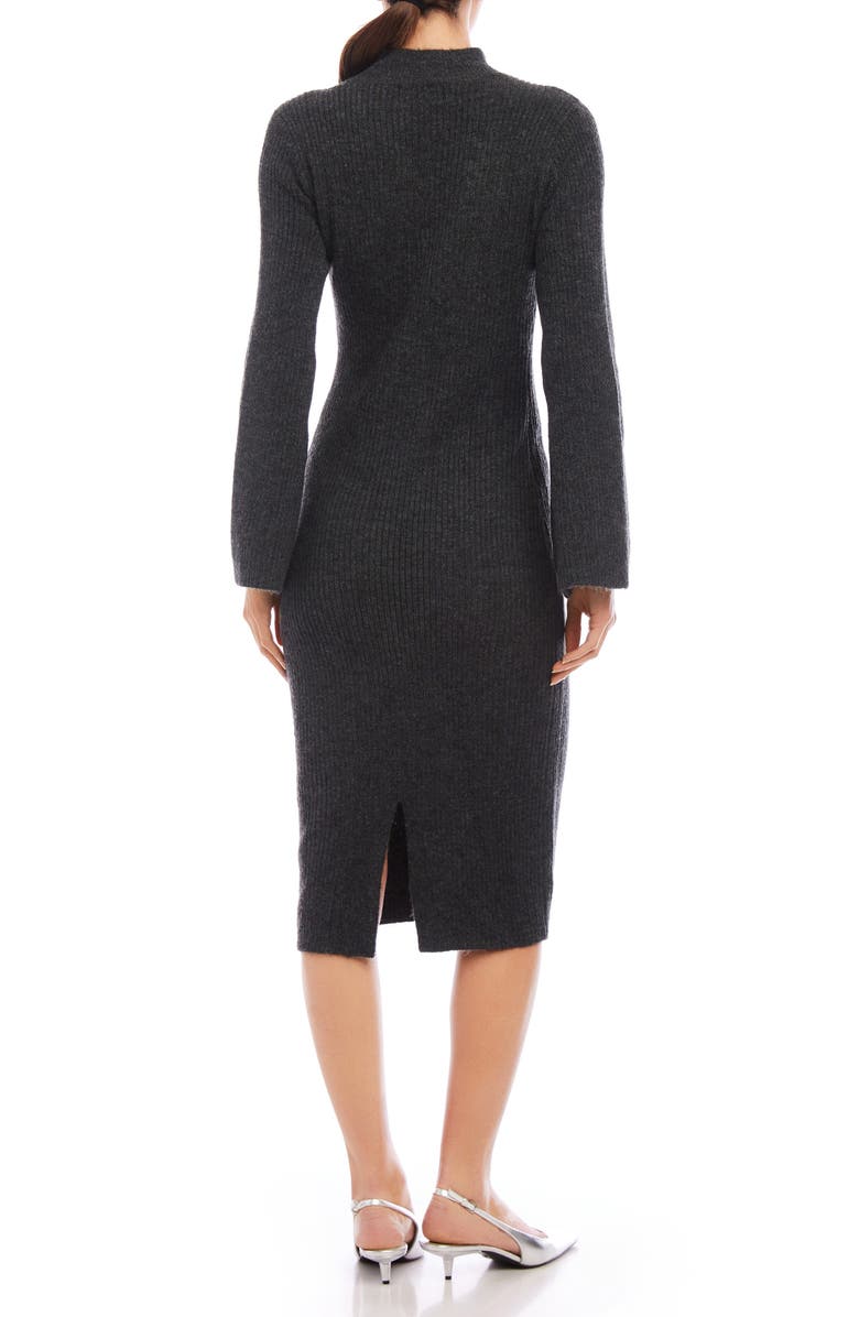 FIFTEEN TWENTY Mock Neck Long Sleeve Rib Sweater Dress, Alternate, color, Charcoal