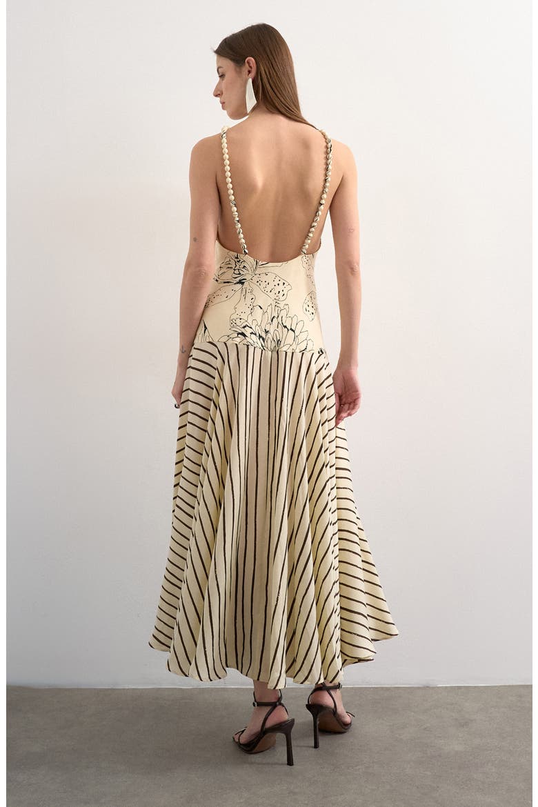 Beaded Strap Mixed Print Maxi Dress, Alternate, color, IVORY
