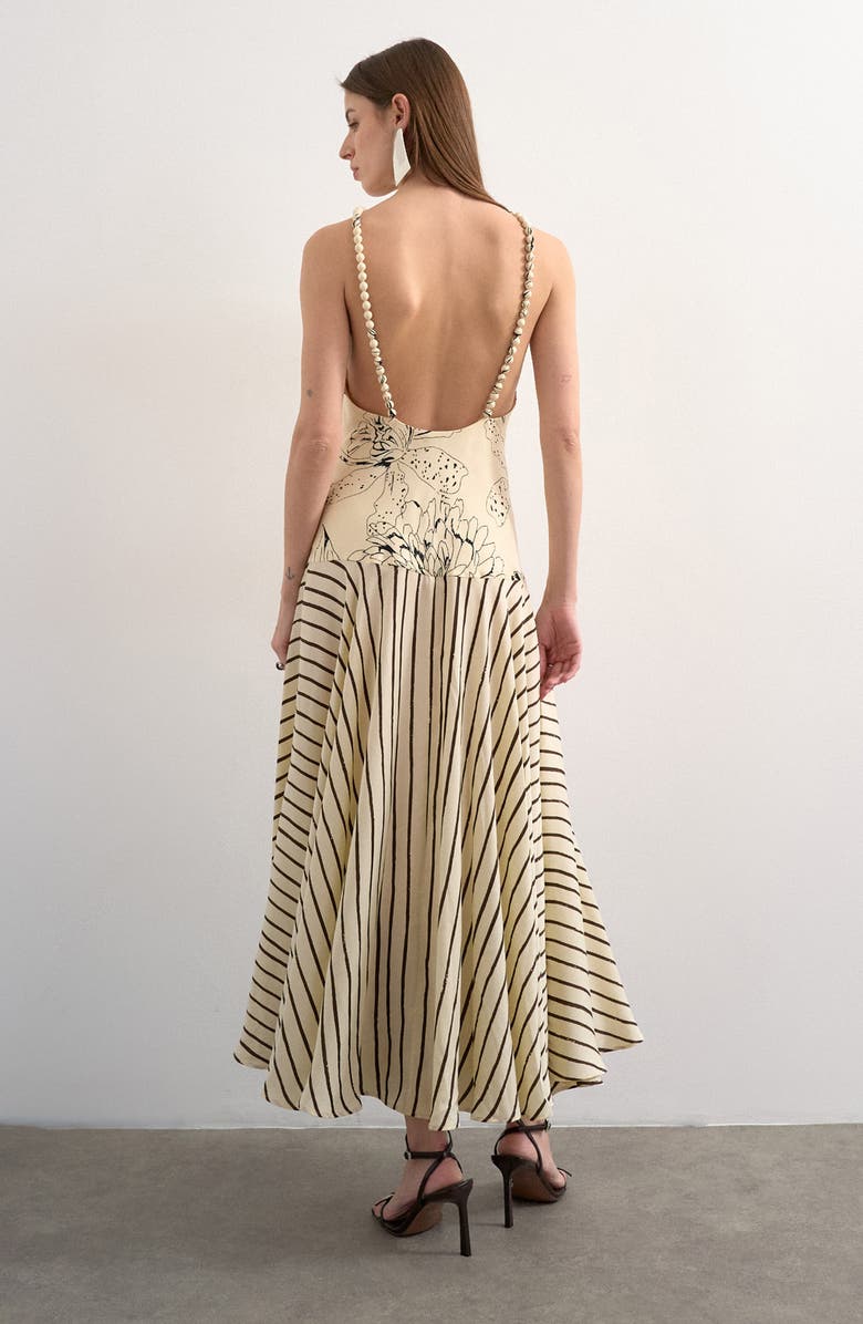 Topshop Beaded Strap Mixed Print Maxi Dress, Alternate, color, Ivory