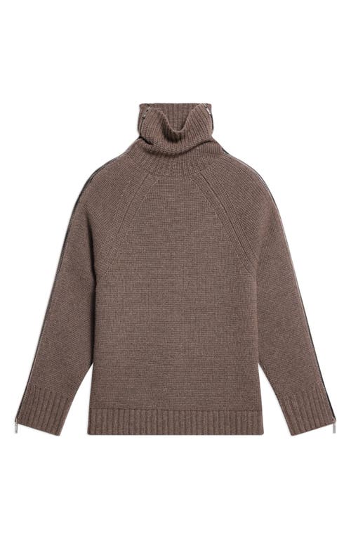 Helmut Lang Zipped Wool-cashmere Turtleneck Sweater In Brown