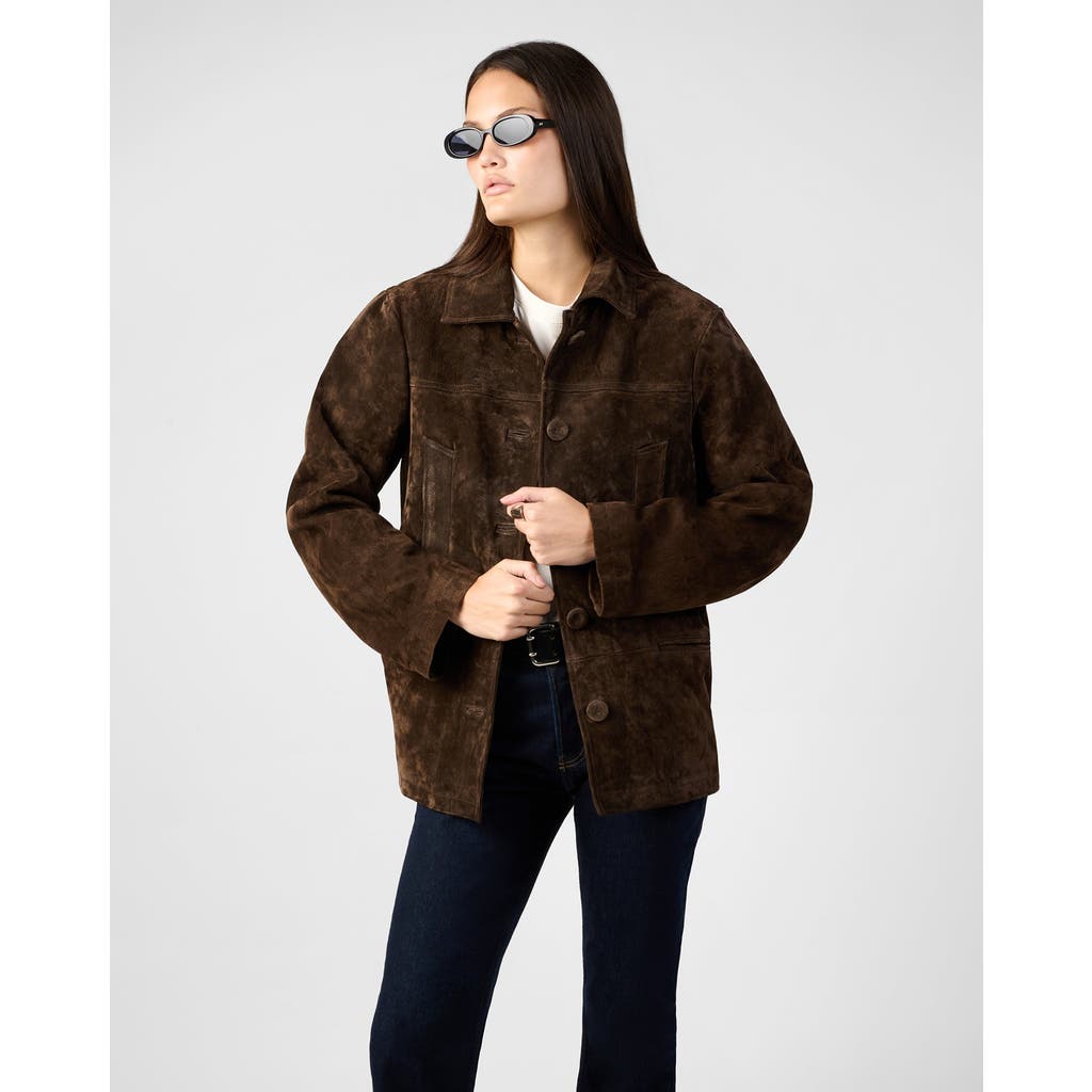 Weworewhat X Premium Suede Button Front Jacket In Brown