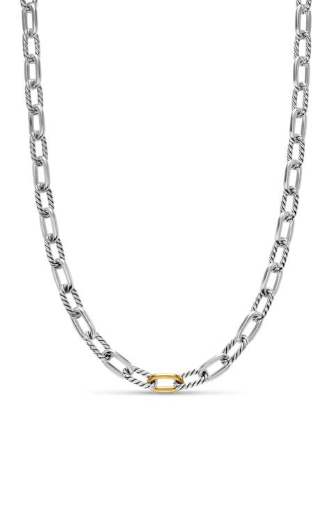 DY Madison® Chain Necklace in Sterling Silver with 18K Yellow Gold, 8.5mm