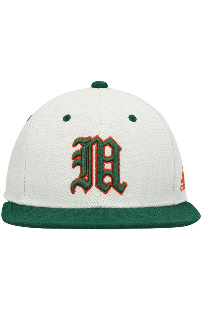 adidas Men's adidas Cream Miami Hurricanes On-Field Baseball Fitted Hat, Alternate, color, 