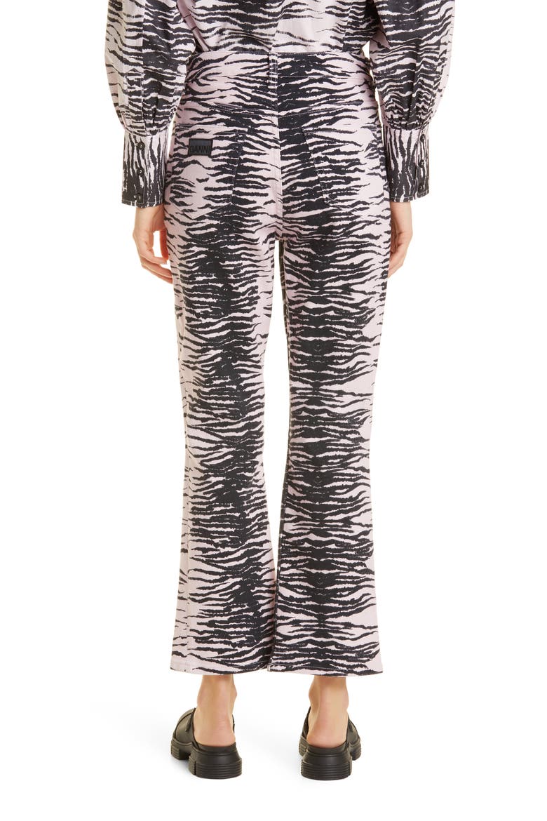 Betzy Tiger Stripe Kick Flare Stretch Organic Cotton Jeans, Alternate, color, TIGER STRIPE LIGHT LILAC