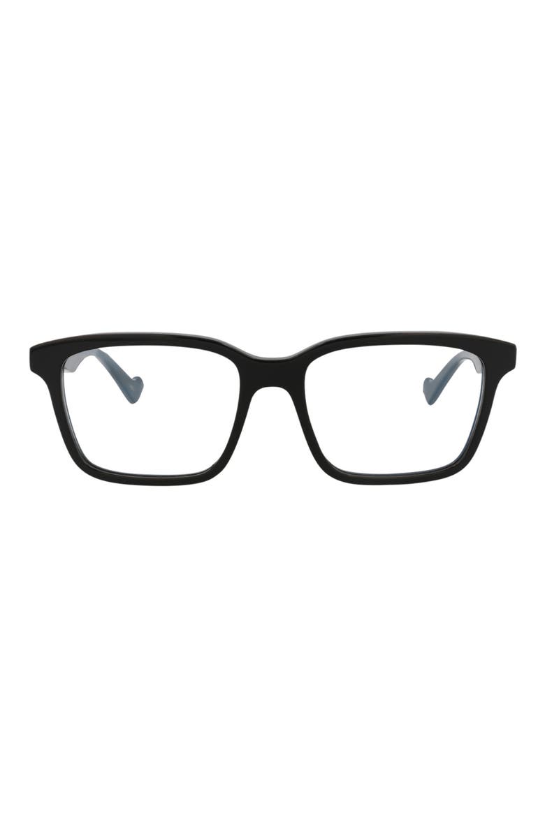 55mm Rectangular Optical Glasses, Main, color, BLACK BLACK TRANSPARENT