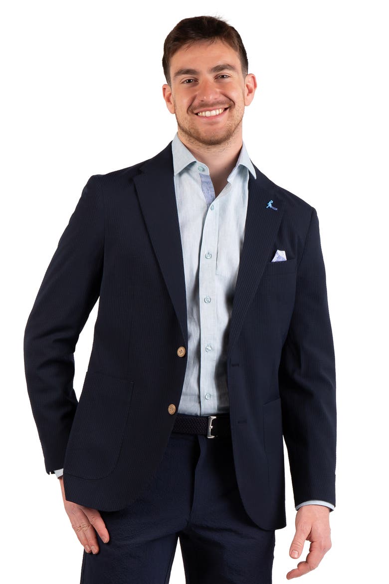 Textured Stripe Seersucker Sport Coat, Alternate, color, NAVY