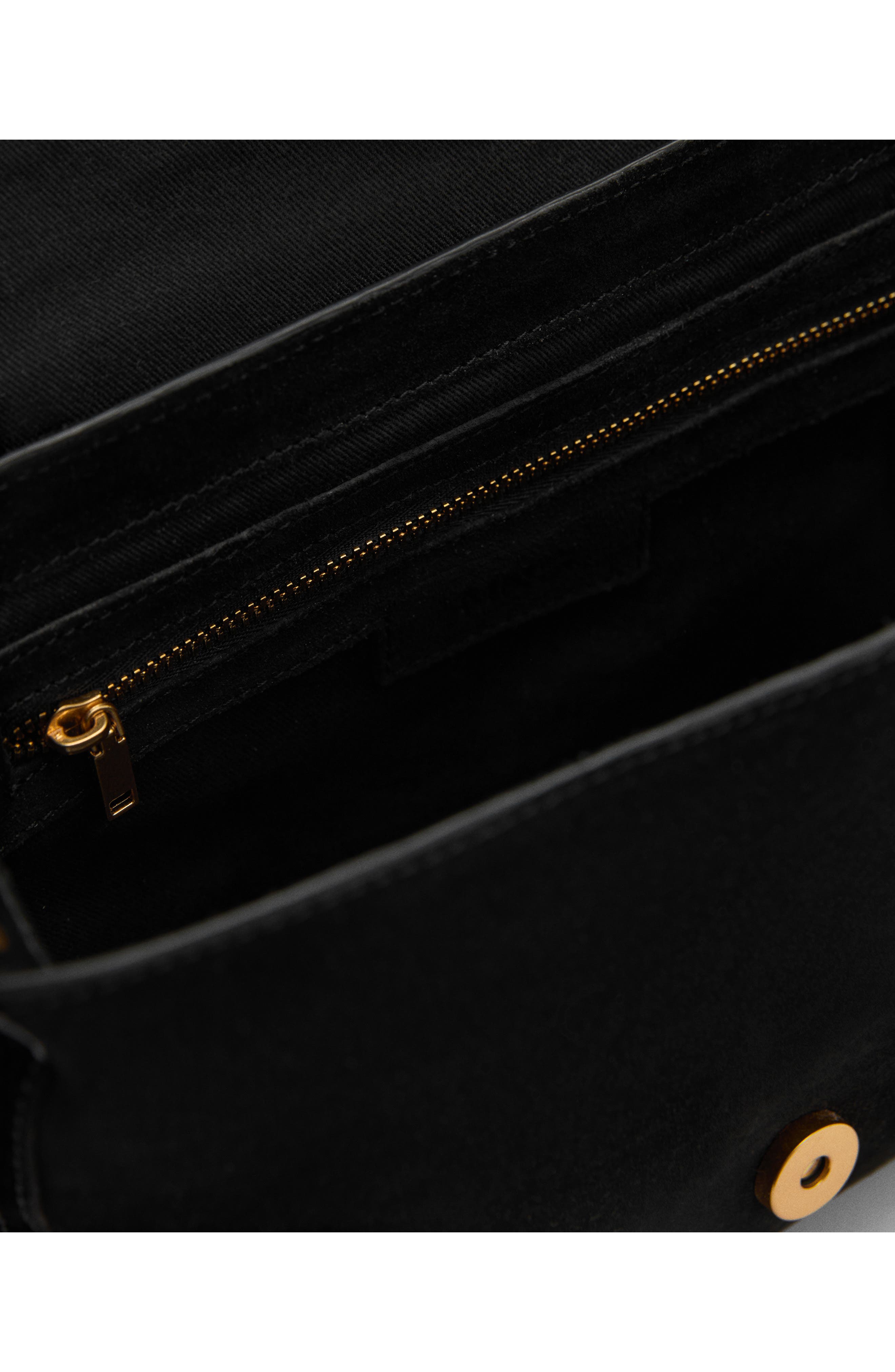 MANGO Buckle Strap Suede & Leather Shoulder Bag, Alternate, color, 