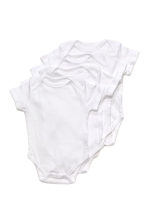 4-Pack White Cotton Short Sleeve Bodysuits