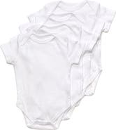 Leveret 4-Pack White Cotton Short Sleeve Bodysuits