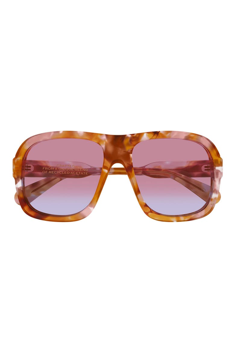 58mm Square Sunglasses, Main, color, SUNRISE HAVANA