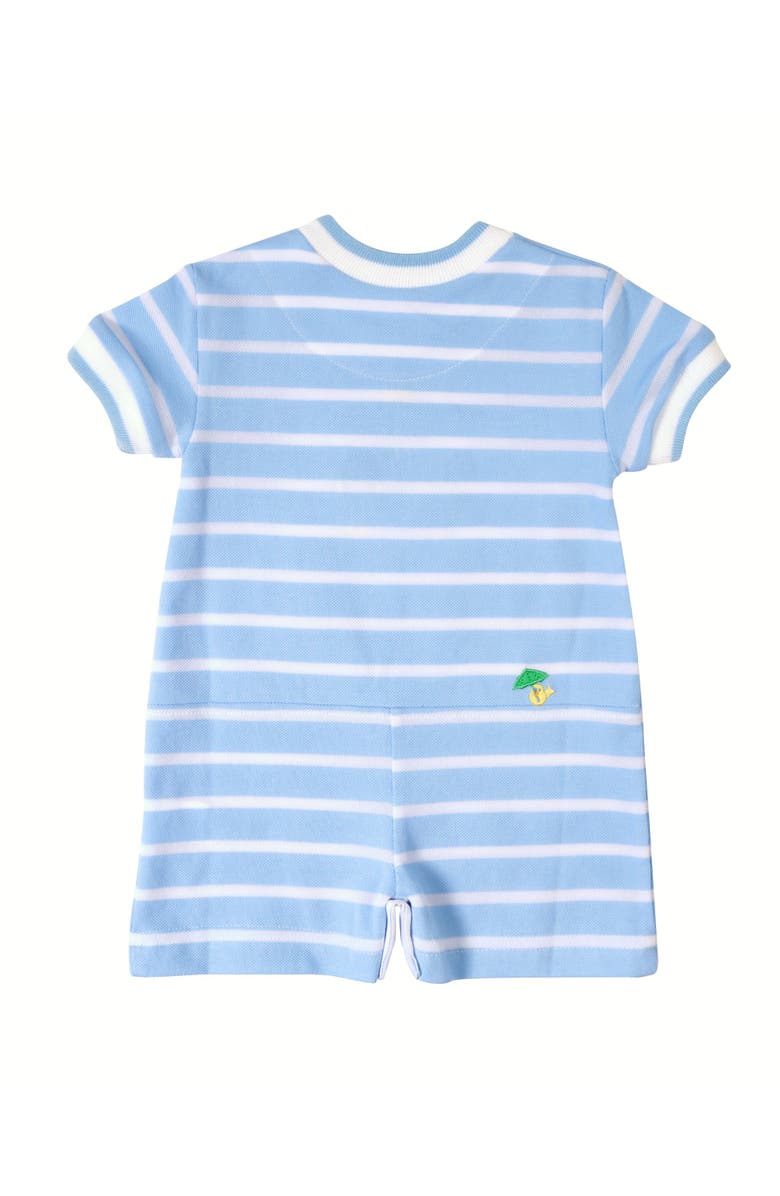 Florence Eiseman Stripe Knit Shortall With Elephant 
Friends, Alternate, color, Light Blue/White