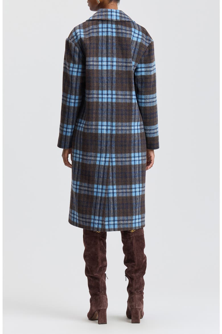 Plaid Walker Coat, Alternate, color, CHOCOLATE/ BLUE PLAID