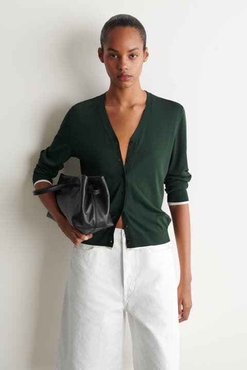 Layered-detail Knitted V-neck Cardigan