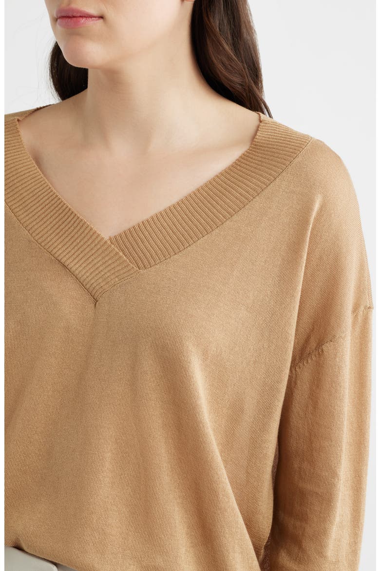 Cefalonia Drop Shoulder Semisheer Cotton Blend Sweater, Alternate, color, VISON