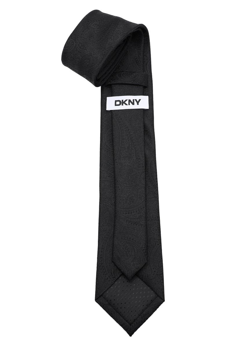 DKNY Paisley Jacquard Tie, Alternate, color, Black