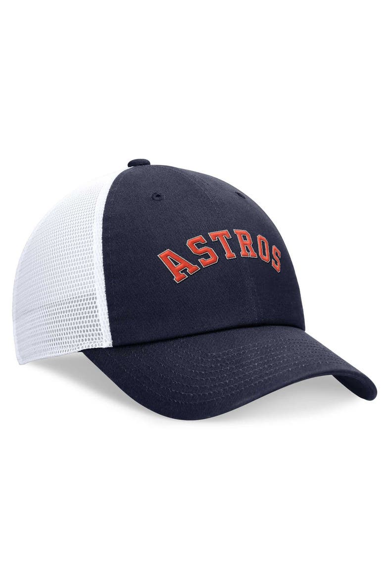 Men's Nike Navy Houston Astros Evergreen Wordmark Trucker Adjustable Hat, Alternate, color, Navy