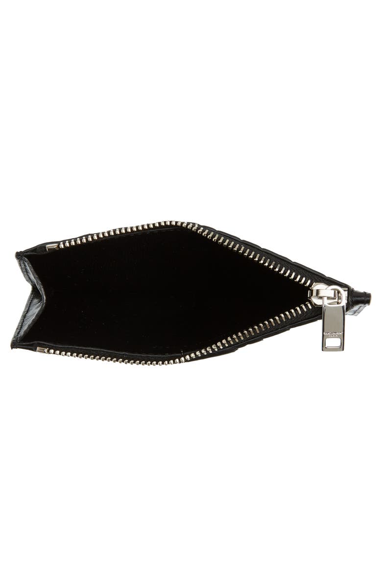 Saint Laurent Fragments Croc Embossed Leather Zip Card Case, Alternate, color, 