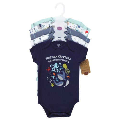 Touched By Nature Organic Cotton Bodysuits In Blue