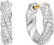 David Yurman Cable Edge™ Huggie Hoop Earrings in Recycled Sterling Silver with Pavé Diamonds