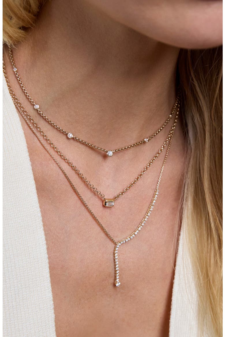 Tennis 14k Gold Diamond Lariat Necklace, Alternate, color, 14K YELLOW GOLD