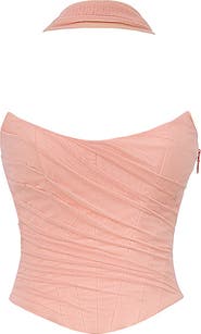 HOUSE OF CB Hallie Corset Mesh Halter Top